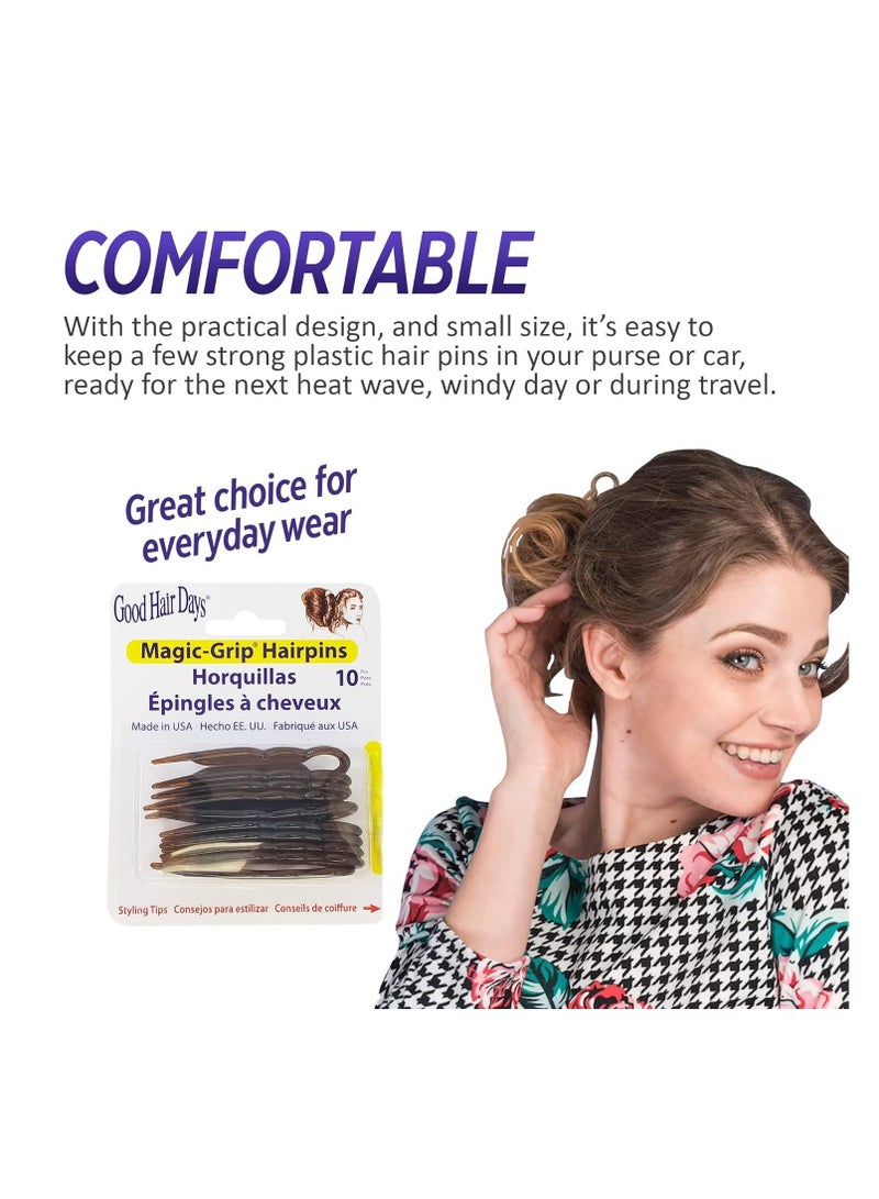 Good Hair Days Hair Pins - 2 1/2" Plastic, U-shaped Magic Grip Hairpins, Strong Durable Pins For Fine, Thick & Long Hair, Styling Accessories - Black, Set of 20 - Image 3